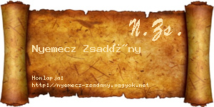 Nyemecz Zsadány névjegykártya